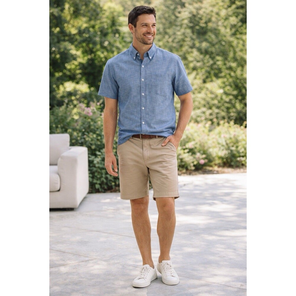 Bonobos Slim Fit Chambray Button Down Shirt Mens XL Blue Short Sleeve Casual - Picture 2 of 9